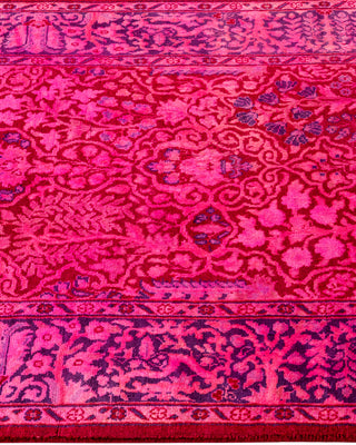 Modern Overdyed Hand Knotted Wool Pink Runner 2' 6" x 12' 3"