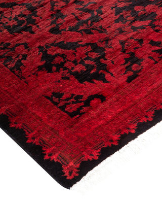 Modern Overdyed Hand Knotted Wool Red Runner 2' 5" x 7' 10"