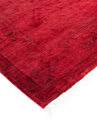 Modern Overdyed Hand Knotted Wool Red Runner 2' 7" x 10' 3"