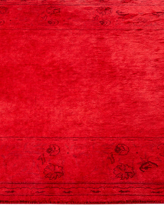 Modern Overdyed Hand Knotted Wool Red Runner 2' 7" x 10' 3"