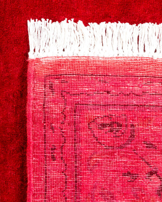 Contemporary Hand Knotted Overdyed Red Runner 2' 7" x 10' 3"