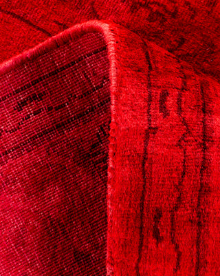 Modern Overdyed Hand Knotted Wool Red Runner 2' 7" x 10' 3"