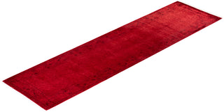 Modern Overdyed Hand Knotted Wool Red Runner 2' 7" x 10' 3"