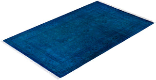 Contemporary Hand Knotted Overdyed Blue Area Rug 3' 2" x 5' 3"