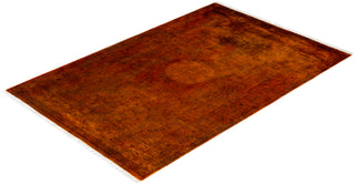 Modern Overdyed Hand Knotted Wool Orange Area Rug 4' 2" x 6' 3"