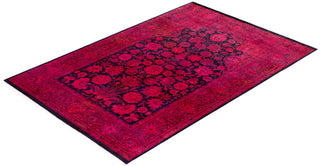 Contemporary Hand-Knotted Overdyed Pink Area Rug 4' 1" x 6' 4"