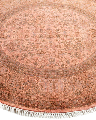 Modern Overdyed Hand Knotted Wool Pink Round Area Rug 4' 1" x 4' 1"