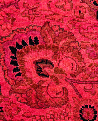 Contemporary Overdyed Wool Hand Knotted Pink Round Area Rug 6' 1" x 6' 1"