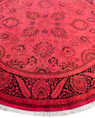 Contemporary Overdyed Wool Hand Knotted Pink Round Area Rug 6' 1" x 6' 1"