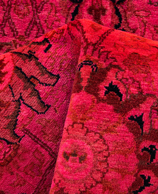 Contemporary Overdyed Wool Hand Knotted Pink Round Area Rug 6' 1" x 6' 1"