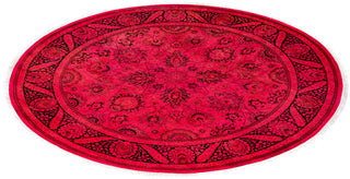 Contemporary Overdyed Wool Hand Knotted Pink Round Area Rug 6' 1" x 6' 1"