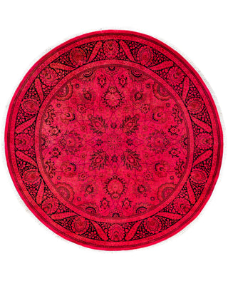 Contemporary Overdyed Wool Hand Knotted Pink Round Area Rug 6' 1" x 6' 1"