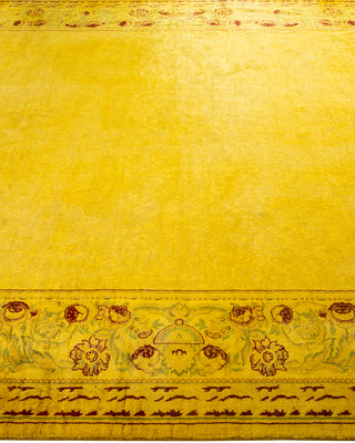 Modern Overdyed Hand Knotted Wool Yellow Area Rug 6' 1" x 8' 10"