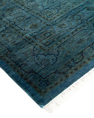 Modern Overdyed Hand Knotted Wool Blue Area Rug 6' 1" x 9' 2"