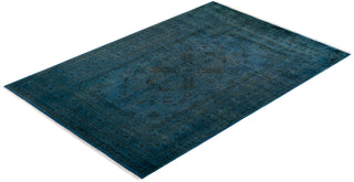 Contemporary Hand-Knotted Overdyed Blue Area Rug 6' 1" x 9' 2"