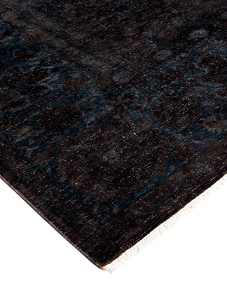 Modern Overdyed Hand Knotted Wool Black Area Rug 6' 2" x 8' 10"