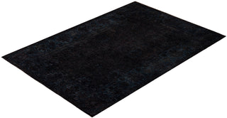 Modern Overdyed Hand Knotted Wool Black Area Rug 6' 2" x 8' 10"