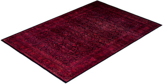Modern Overdyed Hand Knotted Wool Navy Area Rug 6' 1" x 8' 10"