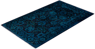 Modern Overdyed Hand Knotted Wool Black Area Rug 3' 2" x 5' 2"