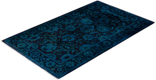 Contemporary Hand Knotted Overdyed Black Area Rug 3' 2" x 5' 2"