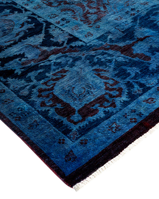 Modern Overdyed Hand Knotted Wool Blue Area Rug 9' 0" x 11' 10"