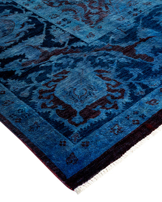 Contemporary Hand-Knotted Overdyed Blue Area Rug 9' 0" x 11' 10"