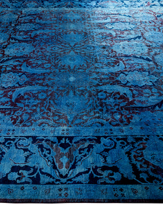 Modern Overdyed Hand Knotted Wool Blue Area Rug 9' 0" x 11' 10"