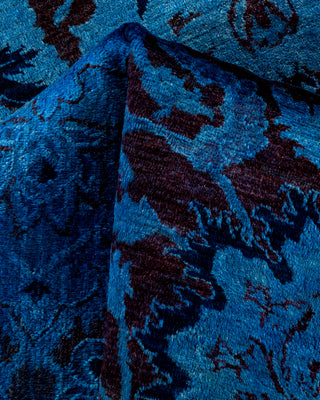 Contemporary Hand-Knotted Overdyed Blue Area Rug 9' 0" x 11' 10"