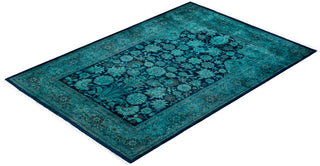 Contemporary Hand Knotted Overdyed Blue Area Rug 4' 2" x 6' 2"