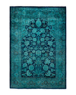 Contemporary Fine Vibrance Navy Wool Area Rug 4' 2" x 6' 2"