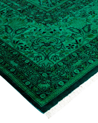Contemporary Hand-Knotted Overdyed Green Area Rug 10' 1" x 13' 0"