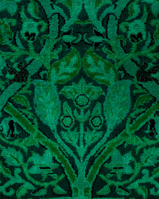 Contemporary Hand-Knotted Overdyed Green Area Rug 10' 1" x 13' 0"