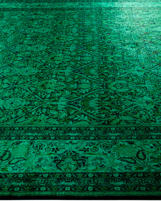 Contemporary Hand-Knotted Overdyed Green Area Rug 10' 1" x 13' 0"