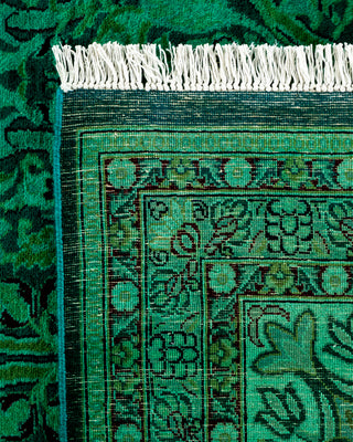 Contemporary Hand-Knotted Overdyed Green Area Rug 10' 1" x 13' 0"