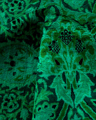 Contemporary Hand-Knotted Overdyed Green Area Rug 10' 1" x 13' 0"