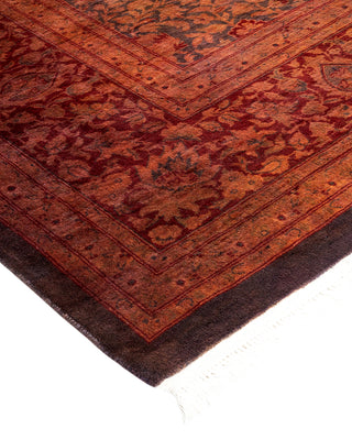 Contemporary Hand Knotted Overdyed Orange Area Rug 9' 3" x 12' 3"