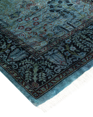 Contemporary Hand Knotted Overdyed Blue Runner 2' 6" x 12' 5"