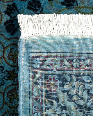 Modern Overdyed Hand Knotted Wool Blue Runner 2' 6" x 12' 5"