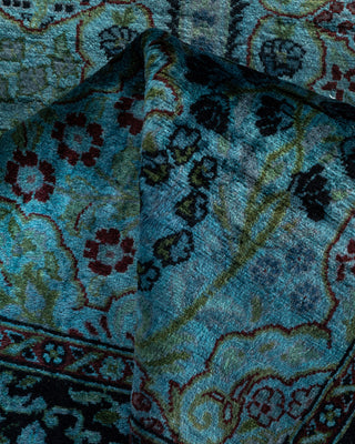 Contemporary Hand Knotted Overdyed Blue Runner 2' 6" x 12' 5"