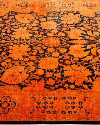 Modern Overdyed Hand Knotted Wool Orange Area Rug 4' 1" x 6' 1"