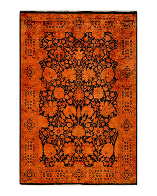 Contemporary Fine Vibrance Red Wool Area Rug 4' 1" x 6' 1"