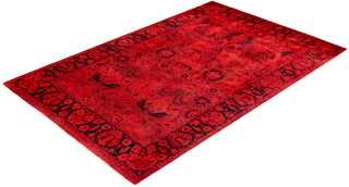 Contemporary Hand-Knotted Overdyed Orange Area Rug 4' 3" x 6' 2"