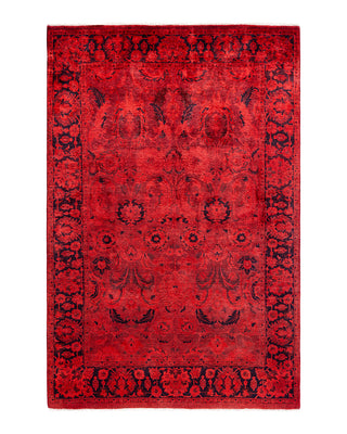 Contemporary Overyed Wool Hand Knotted Orange Area Rug 4' 3" x 6' 2"