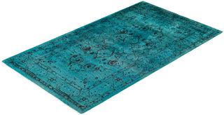 Modern Overdyed Hand Knotted Wool Blue Area Rug 3' 1" x 5' 4"