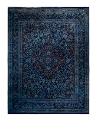 Contemporary Fine Vibrance Navy Wool Area Rug 9' 1" x 12' 1"