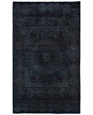 Contemporary Overdyed Wool Hand Knotted Black Area Rug 4' 5" x 7' 2"