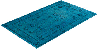 Contemporary Overyed Wool Hand Knotted Blue Area Rug 4' 7" x 7' 4"