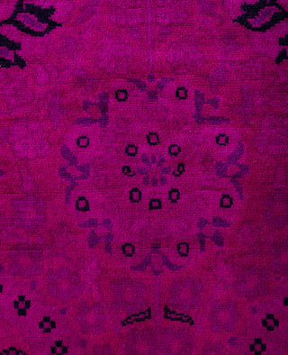 Contemporary Overdyed Wool Hand Knotted Pink Runner 3' 2" x 9' 1"