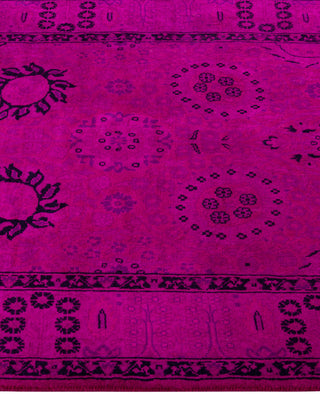 Contemporary Overdyed Wool Hand Knotted Pink Runner 3' 2" x 9' 1"