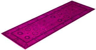 Contemporary Overdyed Wool Hand Knotted Pink Runner 3' 2" x 9' 1"